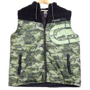 Ecko Unltd Camo Puffer Vest 2XL Quilted Hooded Jacket Winter Streetwear